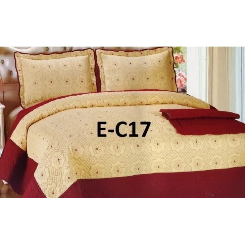 Cuvertura de pat Luxury + 2 fete de perna din bumbac brodat