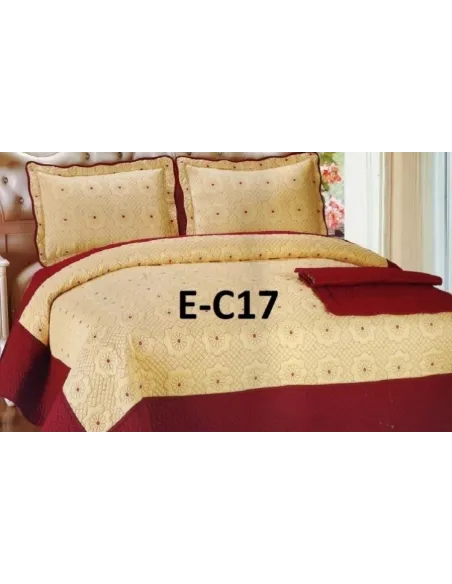 Cuvertura de pat Luxury + 2 fete de perna din bumbac brodat