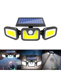 Lampa solara tripla split, senzor de de miscare, 15 W, IP65
