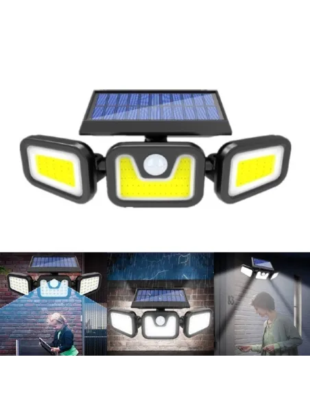 Lampa solara tripla split, senzor de de miscare, 15 W, IP65