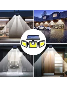 Lampa solara tripla split, senzor de de miscare, 15 W, IP65 2