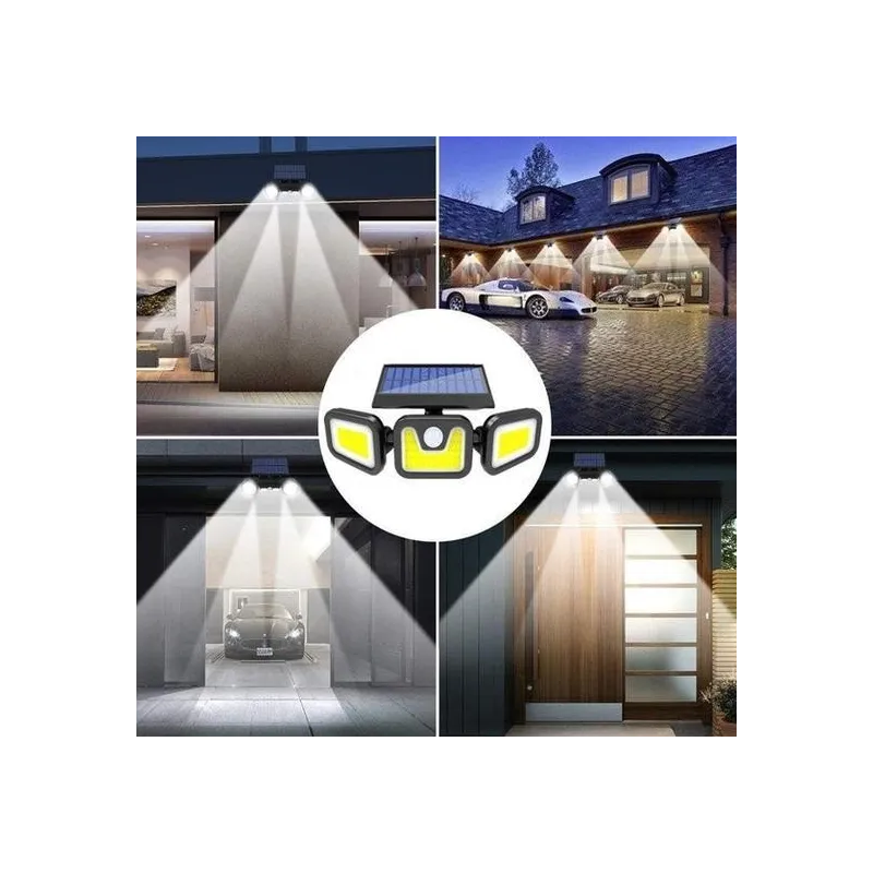 Lampa solara tripla split, senzor de de miscare, 15 W, IP65