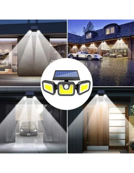 Lampa solara tripla split, senzor de de miscare, 15 W, IP65