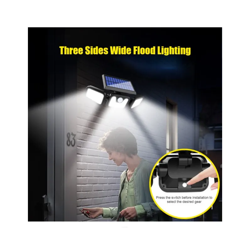 Lampa solara tripla split, senzor de de miscare, 15 W, IP65