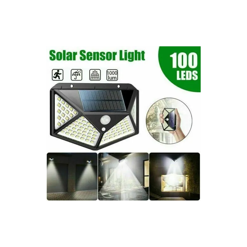 Set 3 x Lampa 100 LED cu panou solar, senzor de miscare