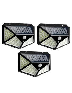 Set 3 x Lampa 100 LED cu panou solar, senzor de miscare