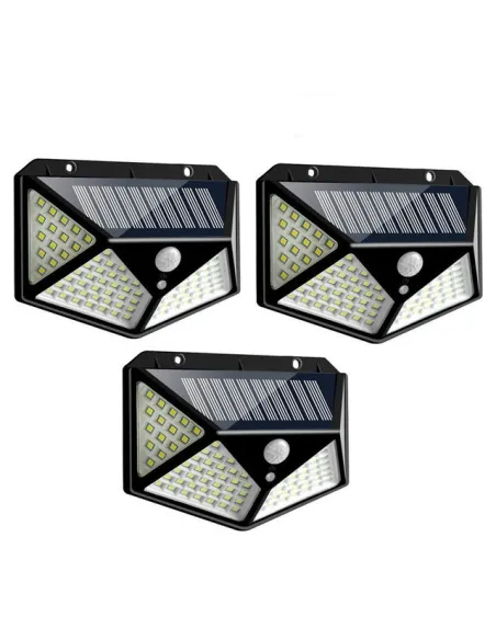 Set 3 x Lampa 100 LED cu panou solar, senzor de miscare