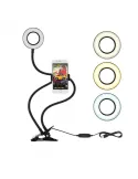 Suport selfie pentru telefon cu iluminare LED, prindere birou