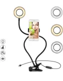 Suport selfie pentru telefon cu iluminare LED, prindere birou