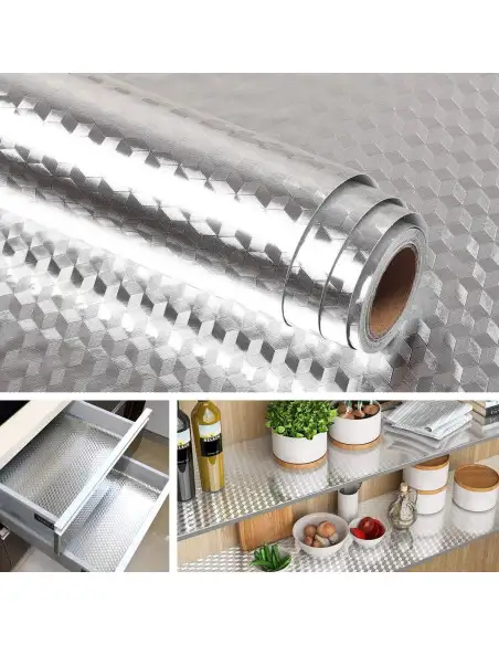 Folie adeziva de aluminiu,rezistenta pentru bucatarie, 60 x 300
