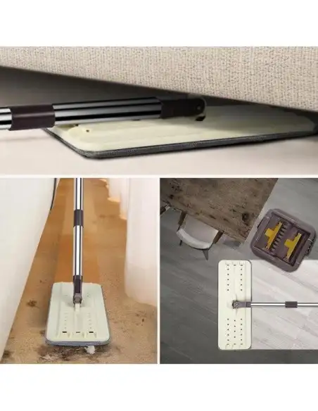 Mop plat cu rotire 360º,Galeata cu 2 cuve spalare si stoarecere