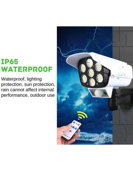 Camera falsa cu panou solar, 77 LED, senzor de miscare, JD