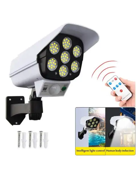Camera falsa cu panou solar, 77 LED, senzor de miscare, JD