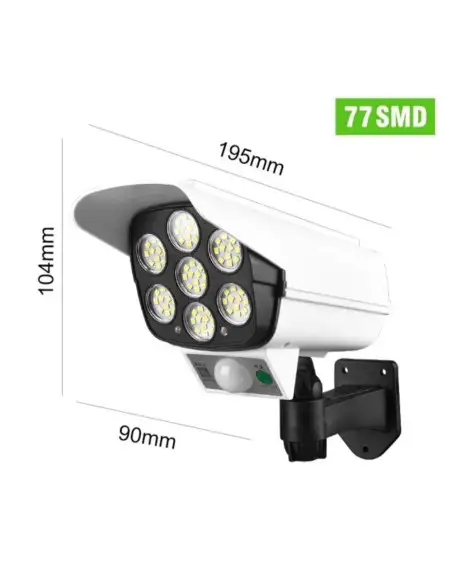 Camera falsa cu panou solar, 77 LED, senzor de miscare, JD