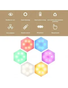 Set 6 lampi hexagon RGB cu telecomanda si senzor tactil 2