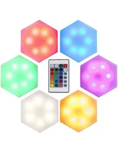 Set 6 lampi hexagon RGB cu telecomanda si senzor tactil