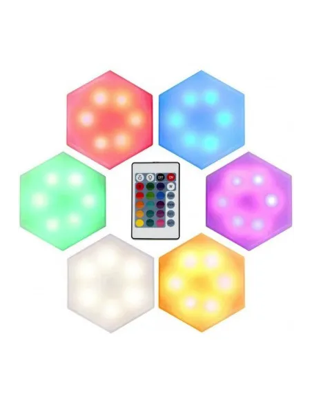 Set 6 lampi hexagon RGB cu telecomanda si senzor tactil