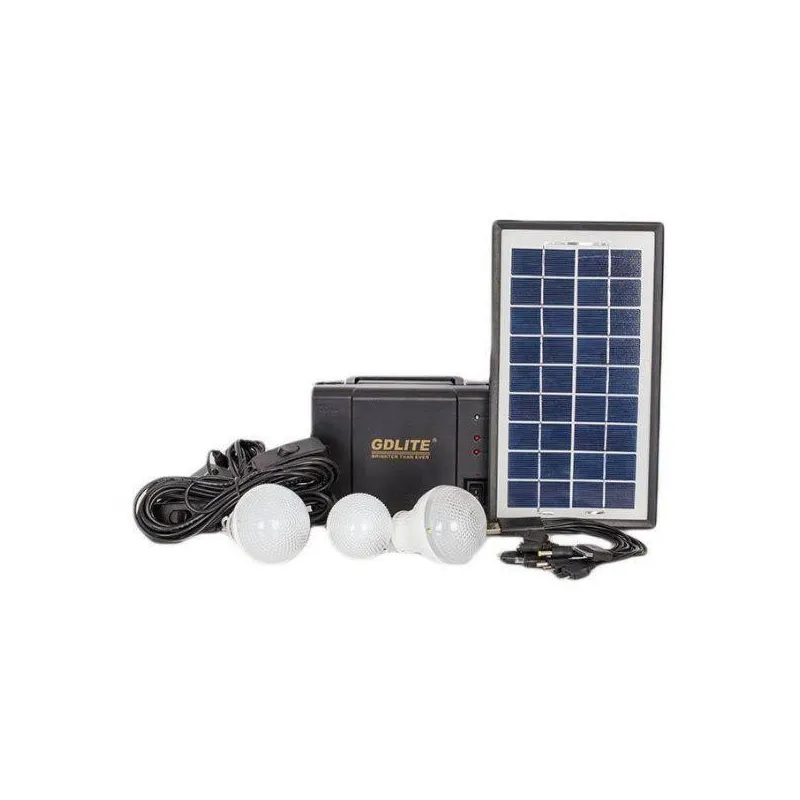 Kit camping panou solar Gdplus GD-7, 3 becuri, lanterna inclusa