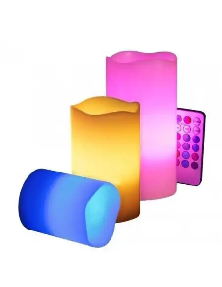 Set 3 lumanari ambientale RGB cu telecomanda red-mag.ro