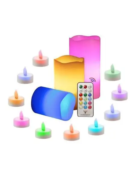 Set 3 lumanari ambientale RGB cu telecomanda red-mag.ro