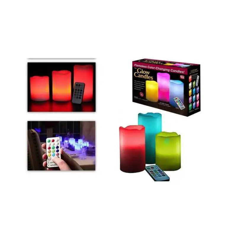 Set 3 lumanari ambientale RGB cu telecomanda red-mag.ro