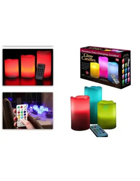 Set 3 lumanari ambientale RGB cu telecomanda red-mag.ro