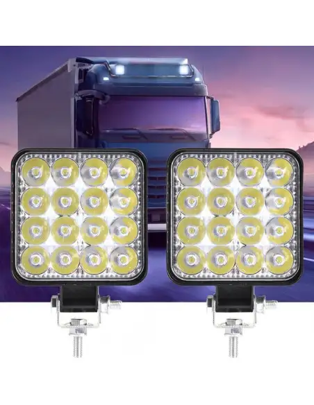 Set 2 proiectoare LED auto offroad 48W, 16 LED, 12V-24V