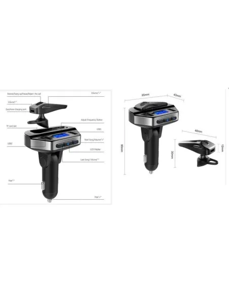 Kit modulator MP3 + Handsfree cu casca bluetooth V4.2+ EDR