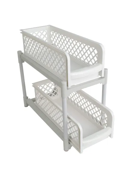 Etajera cu 2 rafturi culisante, Alb red-mag.ro