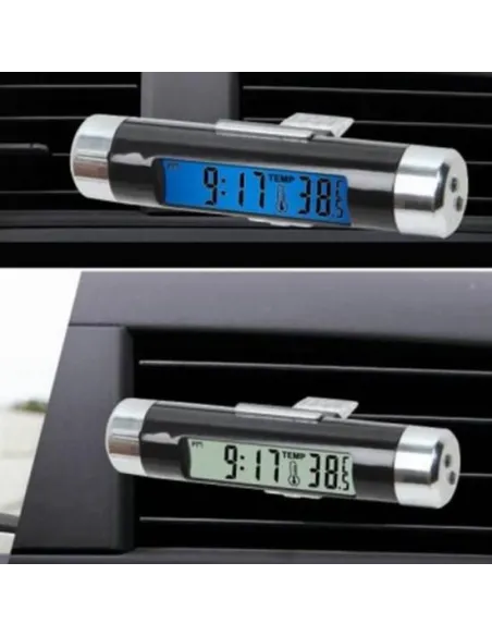 Ceas digital iluminat cu termometru pentru autovehicul