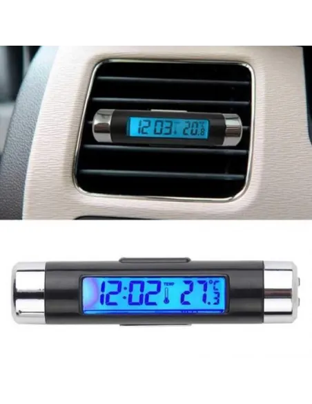 Ceas digital iluminat cu termometru pentru autovehicul