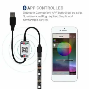 Banda Led decorativa pentru TV de 2m,cu usb bluetooth Wifi RGB 2