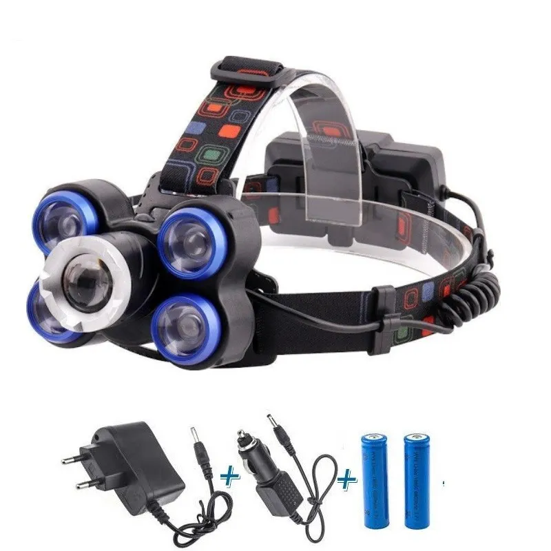 Lanterna frontala 5 x Led Cree XML, T6, frontala, cu lupa + 2x