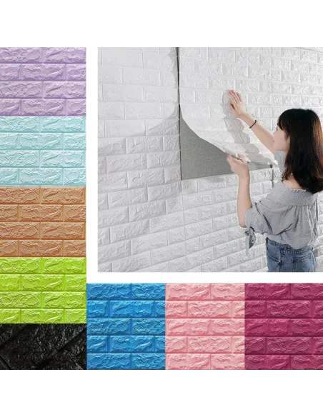 Set 5 Buc Tapet autoadeziv 3D (design caramida), 70*77cm, 3D
