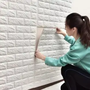 Set 5 Buc Tapet autoadeziv, 3D (design caramida), 70*77cm, Alb