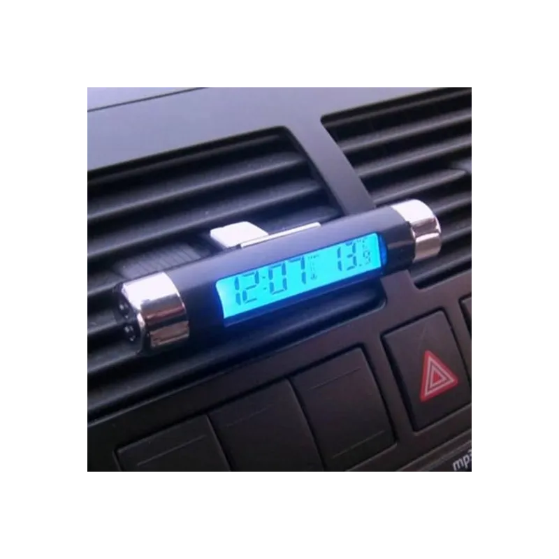 Ceas digital iluminat cu termometru pentru autovehicul