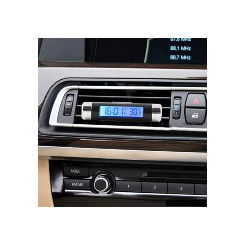 Ceas digital iluminat cu termometru pentru autovehicul