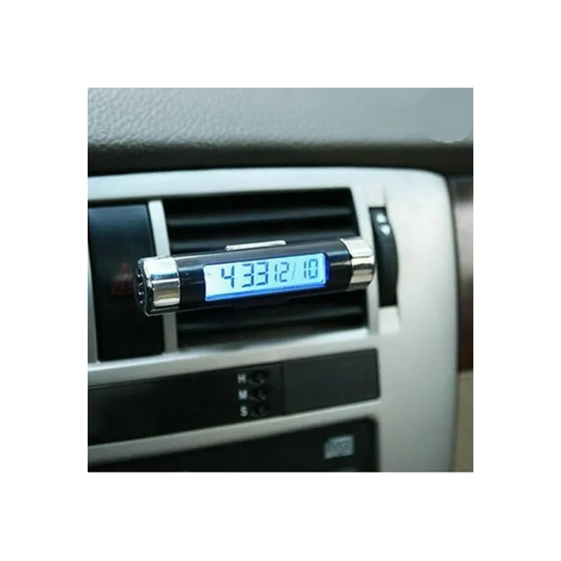 Ceas digital iluminat cu termometru pentru autovehicul
