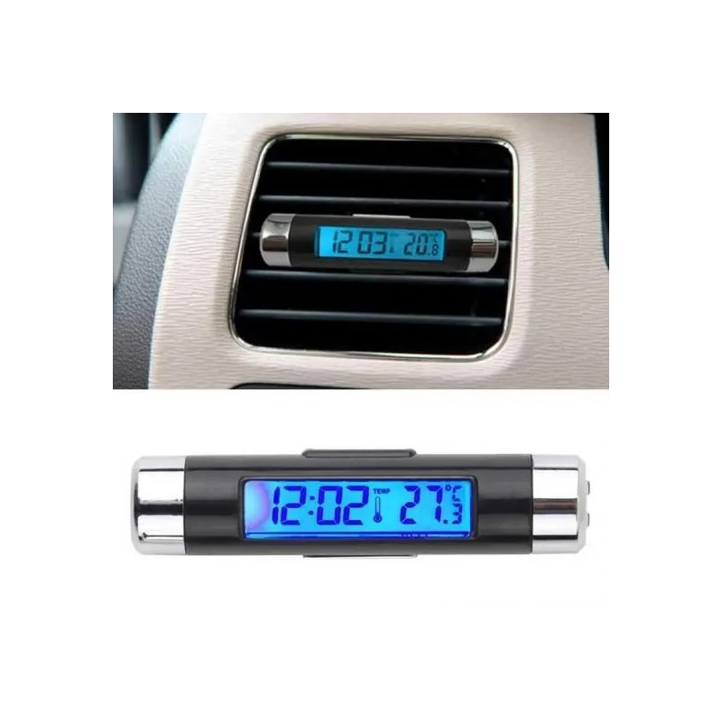 Ceas digital iluminat cu termometru pentru autovehicul