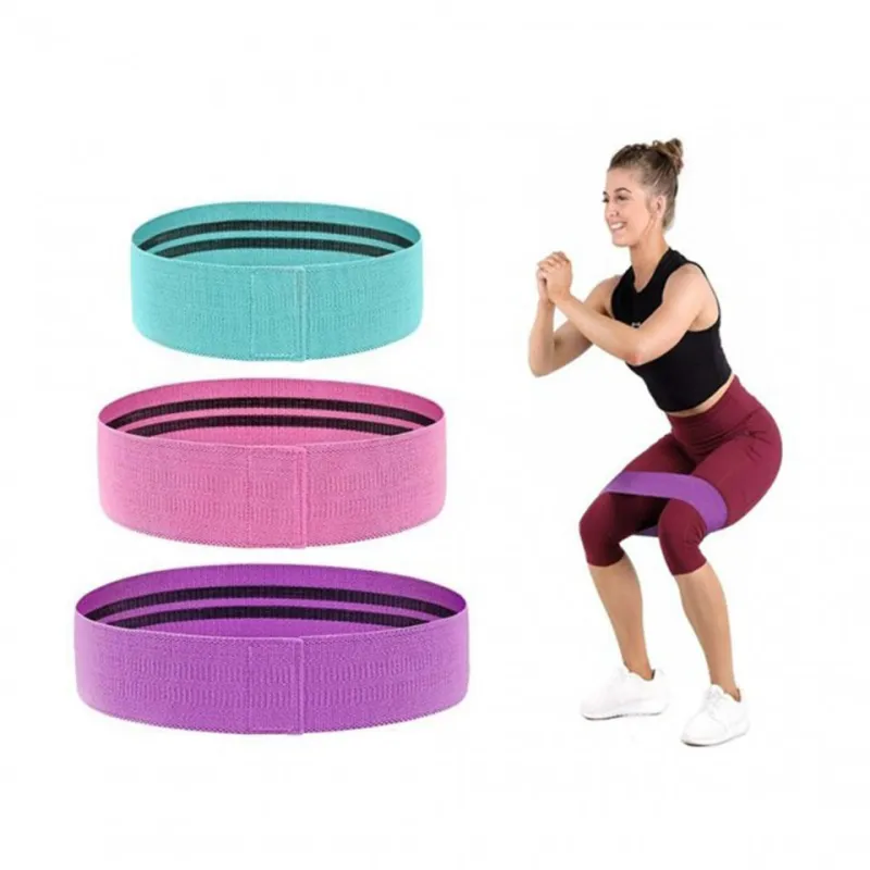 Set 3 benzi elastice fitness, din bumbac si latex, 3 niveluri