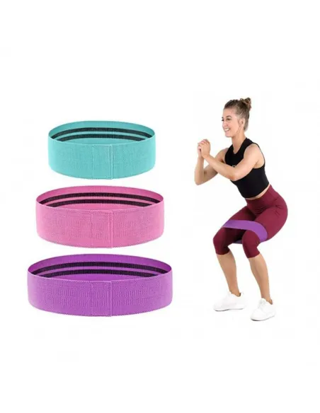 Set 3 benzi elastice fitness, din bumbac si latex, 3 niveluri