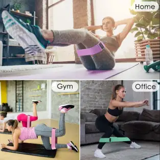 Set 3 benzi elastice fitness, din bumbac si latex, 3 niveluri 2