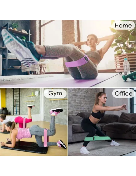 Set 3 benzi elastice fitness, din bumbac si latex, 3 niveluri