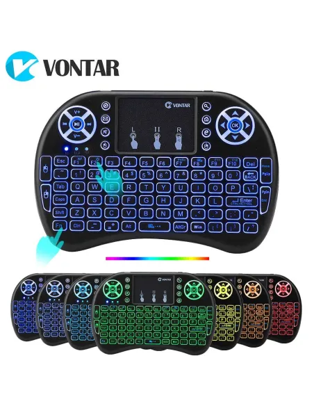 Tastatura iluminata Wireless I8 Air Mouse cu touchpad red-mag.ro