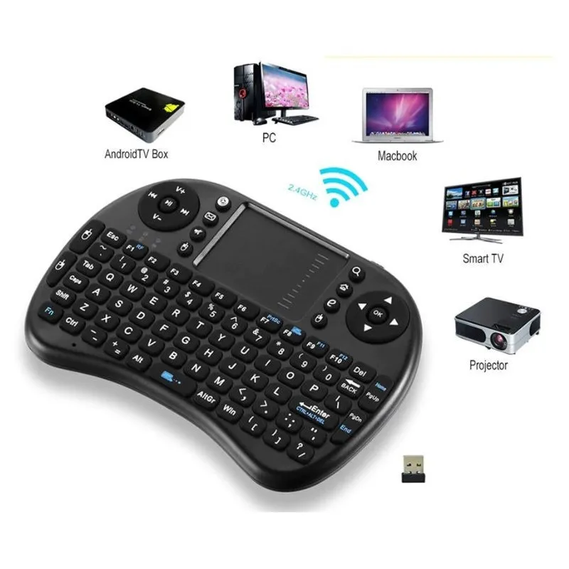 Tastatura iluminata Wireless I8 Air Mouse cu touchpad red-mag.ro