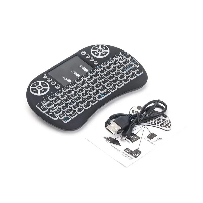 Tastatura iluminata Wireless I8 Air Mouse cu touchpad red-mag.ro