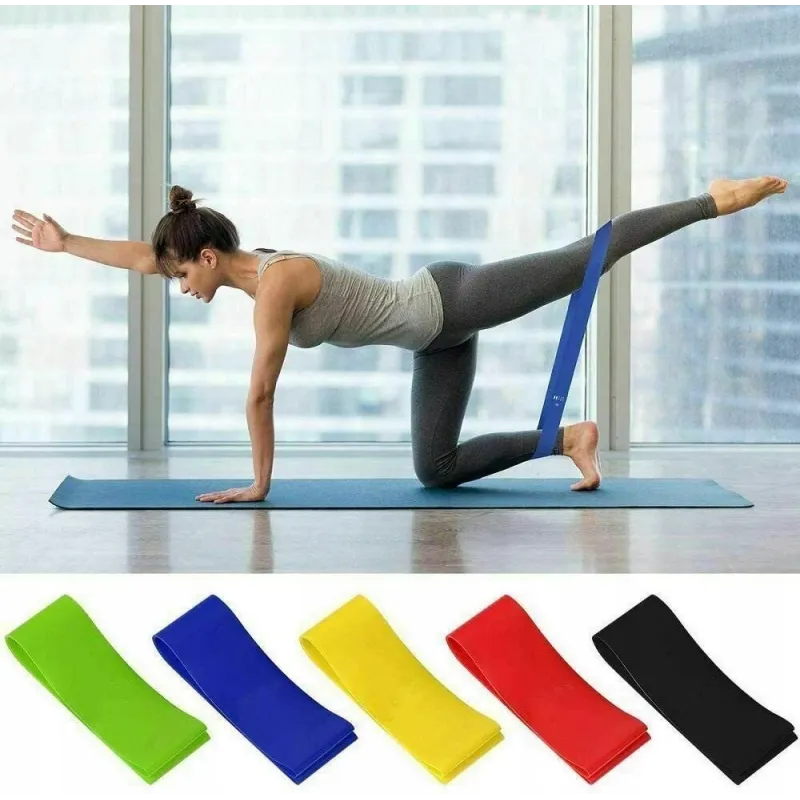 Set 5 benzi elastice de rezistenta pentru fitness, yoga