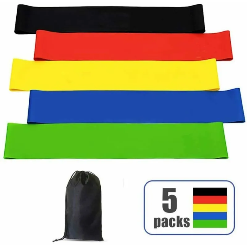Set 5 benzi elastice de rezistenta pentru fitness, yoga