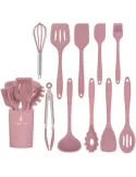 Set 11 ustensile din silicon, pentru gatit - Roz