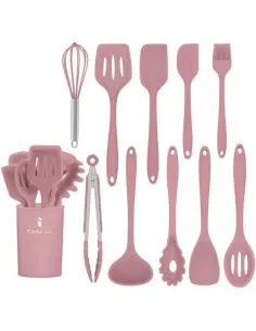 Set 11 ustensile din silicon, pentru gatit - Roz